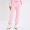 Pantalon jogging droit molleton rose clair femme