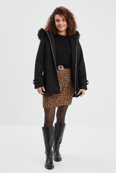 Pull avec détails ajourés noir femme