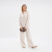 Pantalon large taille élastiquée coton blanc femme