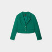 Veste courte tweed col tailleur vert femme
