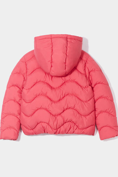 Doudoune doublée à capuche rose framboise fille