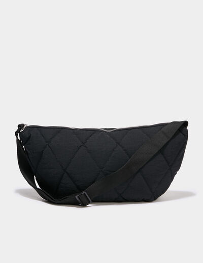 Sac banane matelass&eacute; noir femme