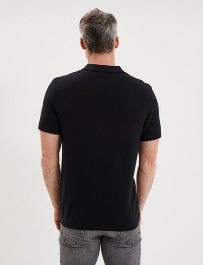 Polo col zipp&eacute; manches courtes coton noir homme