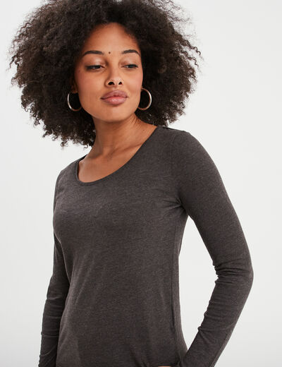 T-shirt à manches longues gris foncé femme