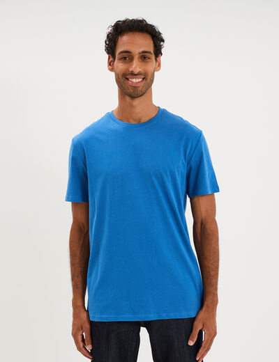 T-shirt droit en coton manches courtes bleu homme