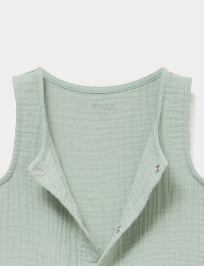 Combinaison coton sans manches vert pastel b&eacute;b&eacute;