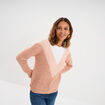 Pull manches longues col rond rose clair femme