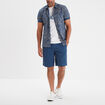 Chemise manches courtes en coton bleu pétrole homme