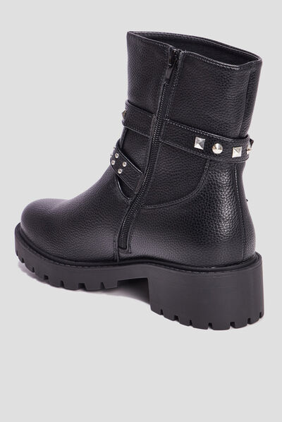 Bottines boucles et clous à talons noir femme