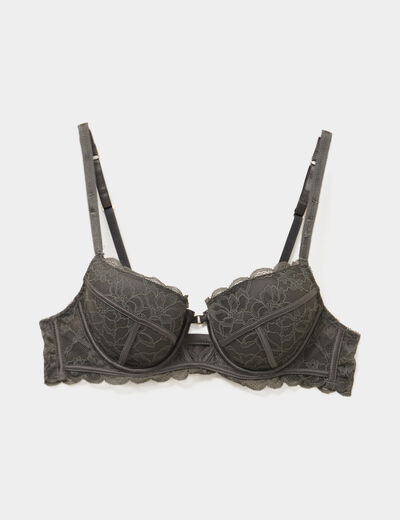 Soutien-gorge corbeille paddé dentelle vert kaki femme