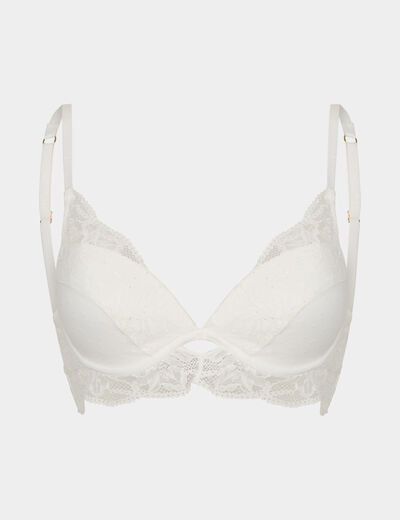 Soutien-gorge triangle paddé dentelle blanc femme