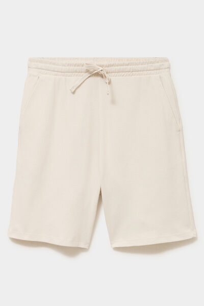 Bermuda chino textur&eacute; coupe droite coton ecru homme