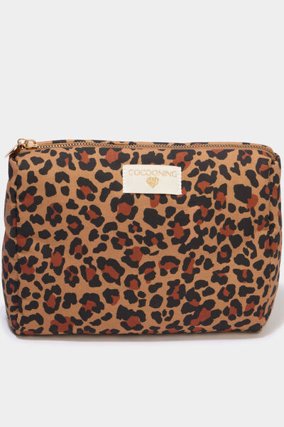 Trousse de toilette motif animalier sable mixte