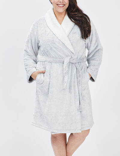 Peignoir droit grande taille taupe femme grande taille
