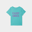 T-shirt col rond manches courtes coton vert menthe femme
