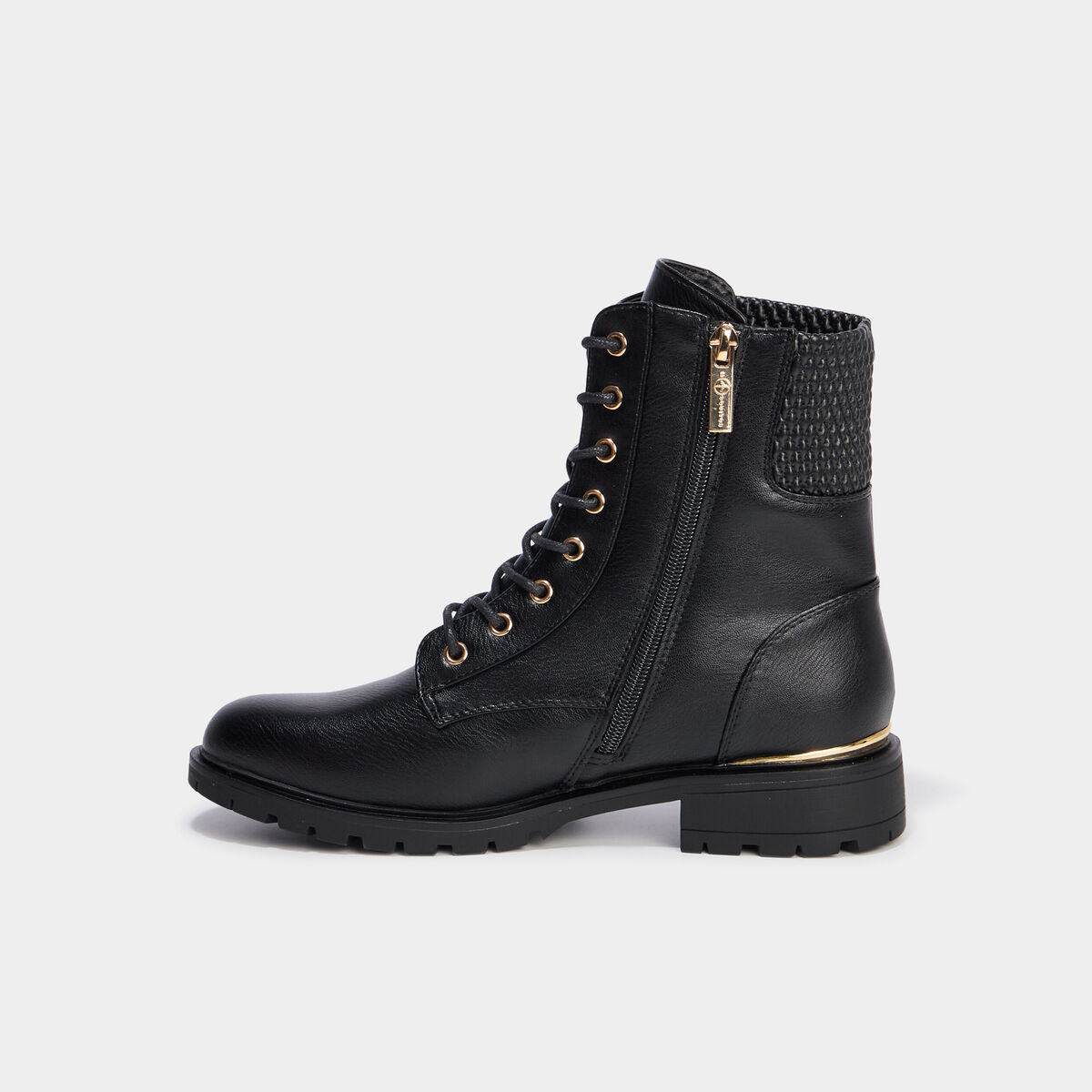 Boots &agrave; lacets et talons noir femme