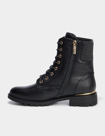Boots &agrave; lacets et talons noir femme