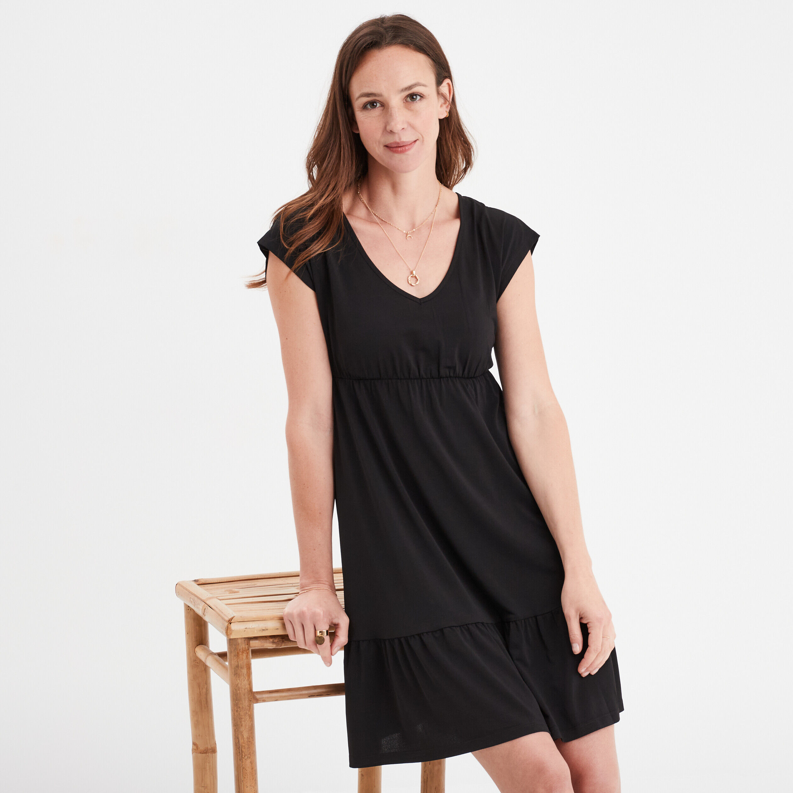 Robe patineuse manches courtes noir femme LH