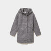 Manteau aspect bouclette &agrave; capuche gris femme grande taille
