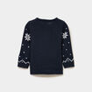 Pull de No&euml;l col rond manches longues bleu marine b&eacute;b&eacute; gar&ccedil;on