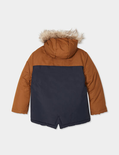 Parka 3-en-1 à capuche bordure fourrure camel garçon