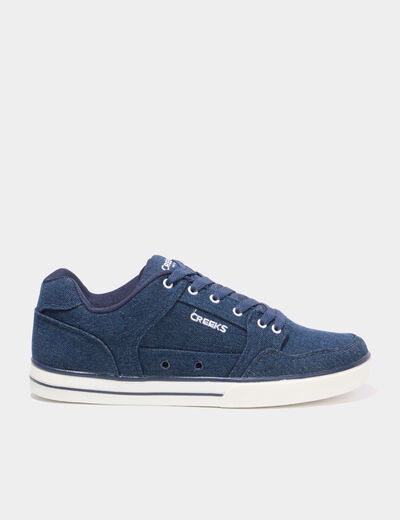 Tennis basses en toile &agrave; lacets bleu marine homme