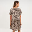 Robe courte fluide manches courtes beige clair femme