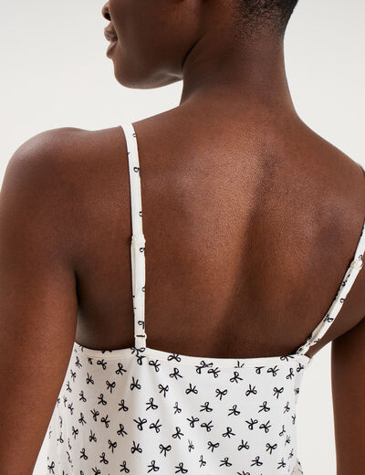 Ensemble pyjama short et d&eacute;bardeur ecru femme