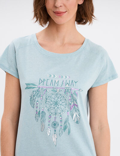 Chemise de nuit droite manches courtes vert canard femme