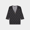T-shirt col zippé manches 3/4 noir femme