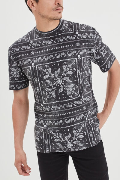 T-shirt oversize manches courtes Liberto noir homme