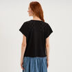T-shirt dentelle avec boutons noir femme