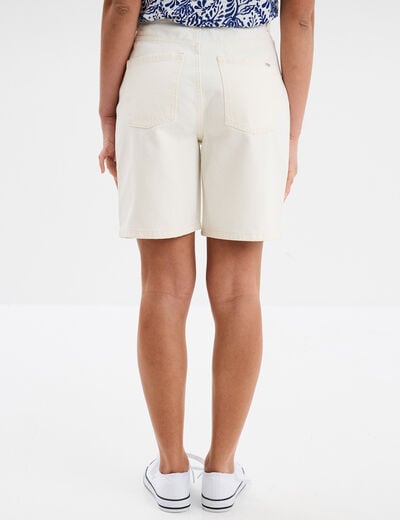 Bermuda droit coton ecru femme
