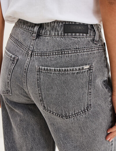 Jeans extra wide leg taille haute denim gris femme