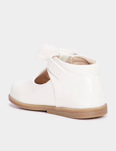 Babies c&eacute;r&eacute;monie vernies avec noeuds blanc b&eacute;b&eacute; fille