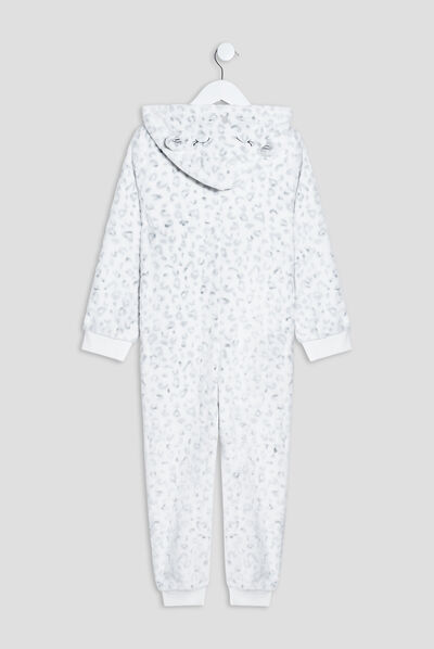 Combinaison pyjama à capuche gris fille