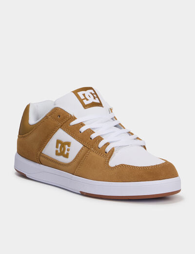 Baskets en cuir su&eacute;dine antid&eacute;rapantes marron cognac homme