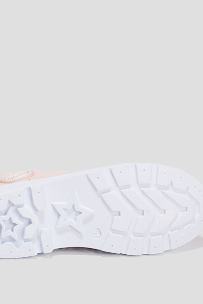 Baskets montantes crantées en toile rose fille
