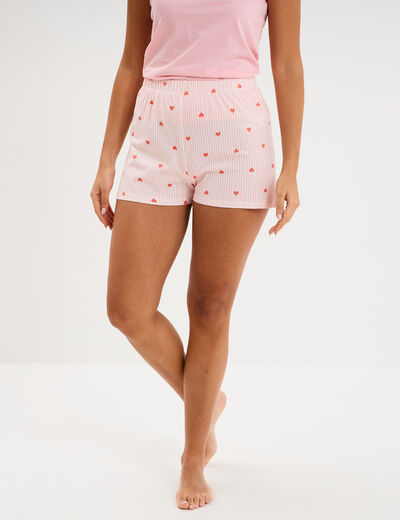 Bas de pyjama short coton ecru femme