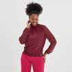 Blouse manches longues à col montant noir femme