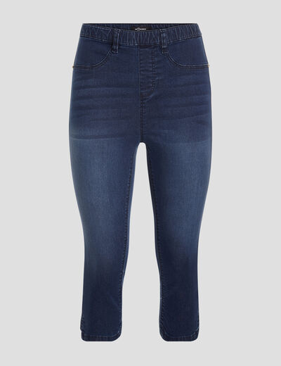 Pantacourt slim en jean push up denim double stone femme