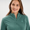 Sweat polaire col camionneur vert fonc&eacute; femme