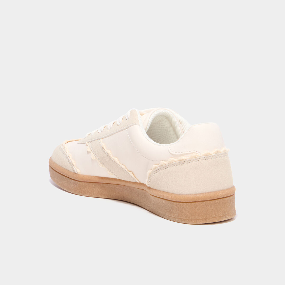Tennis basses avec dentelle sable femme