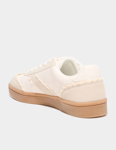 Tennis basses avec dentelle sable femme