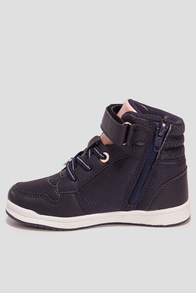 Baskets montantes Lulu Castagnette bleu marine fille