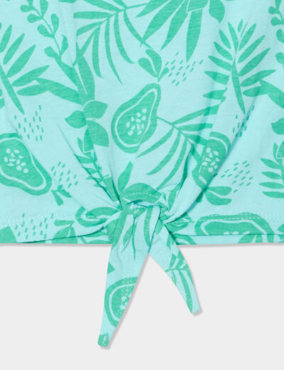 T-shirt avec noeud manches courtes bleu clair fille