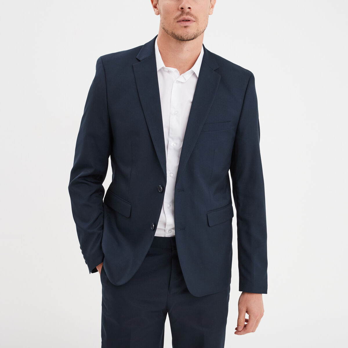 Veste de costume droite ajust&eacute;e bleu marine homme