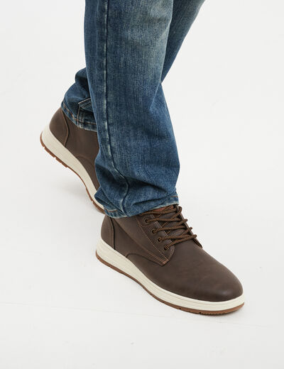 Baskets montantes &agrave; lacets marron homme