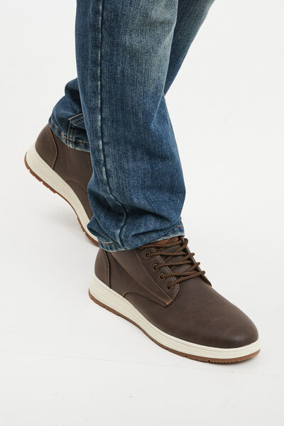Baskets montantes &agrave; lacets marron homme