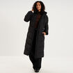 Doudoune longue zipp&eacute;e &agrave; capuche noir femme